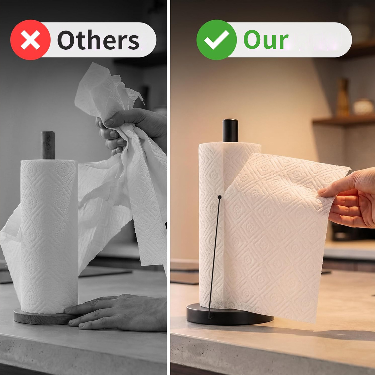 Ou runzhe cocina vertical de acero inoxidable titular de papel de escritorio rollo de metal titular de papel de plástico sin perforar estante de almacenamiento