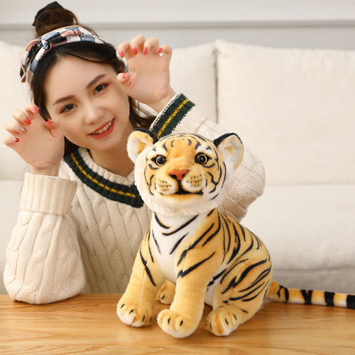 Simulated tiger doll cloth doll plush toy birthday gift white tiger children's toy pillow gift logo