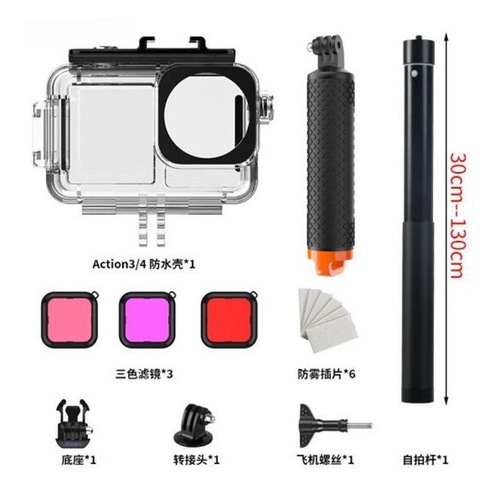 Applicable to DJI OSMO Action 4/3 Waterproof Case Diving Case Red Pink Purple Color Filter 45m Waterproof