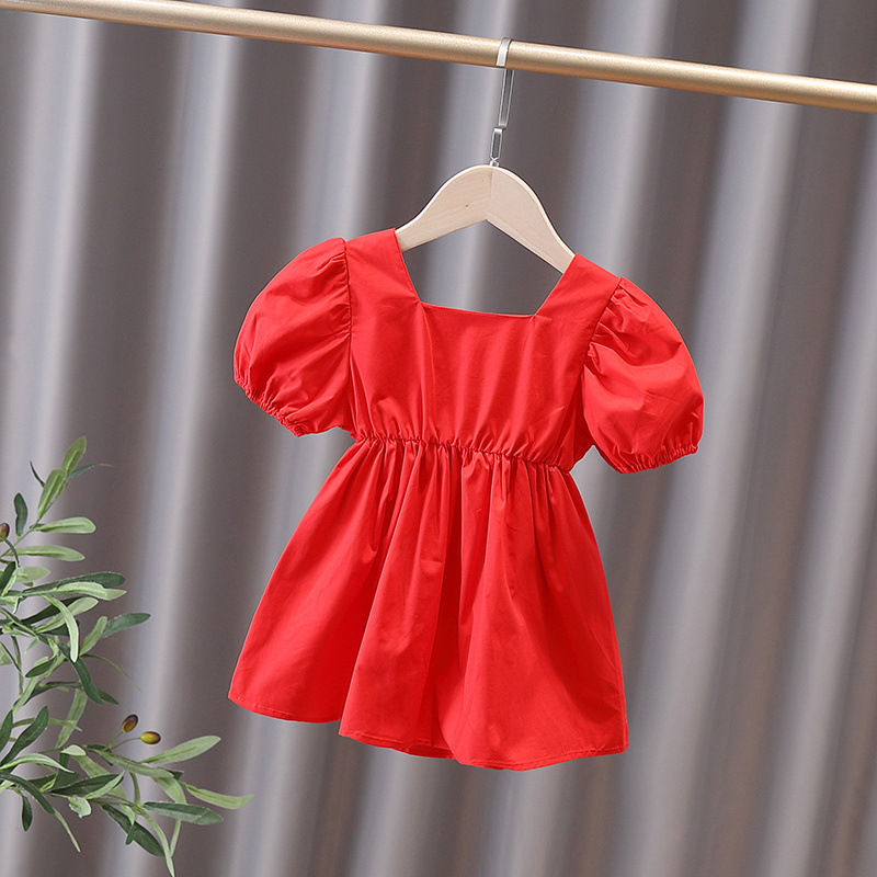 Red Skirt Xiaoxiaotong 2025 Summer New Baby Fashionable Short-Sleeved Dress Girl Birthday Dress