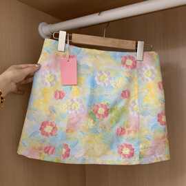彩色油画印花半身裙2025多巴胺穿搭夏季高腰新款显瘦辣妹碎花裙子