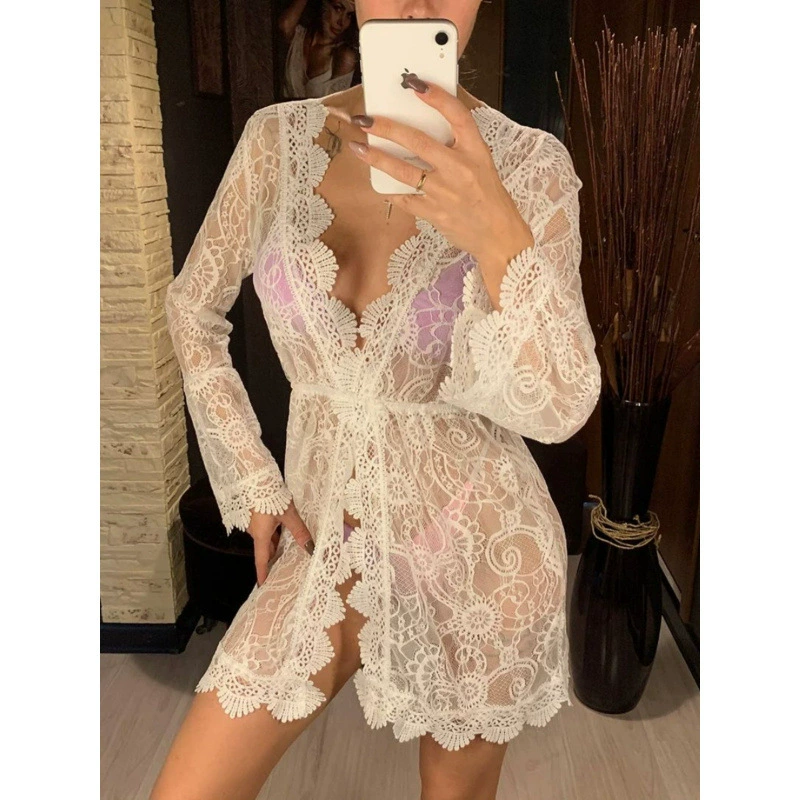 Кружевная пляжная юбка с v-образным вырезом для женщин Женская кружевная пляжная юбка с v-образным вырезом