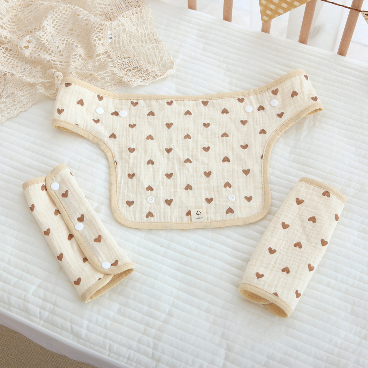 Clase A gasa de algodón puro correa para el hombro Toalla de saliva estilo de pecho correa para el hombro Toalla de saliva Toalla de mordedura de gasa Toalla de crepe Toalla de carro