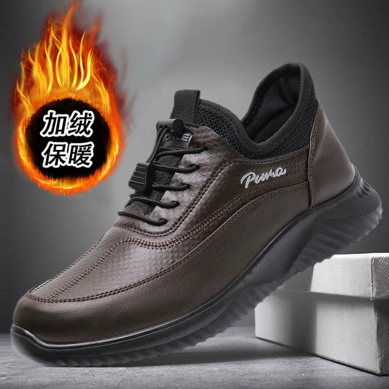 Старая пекинская обувь из ткани мужская хлопчатобумажная обувь плюс бархат утолщенные теплые туфли с толстым подошвом