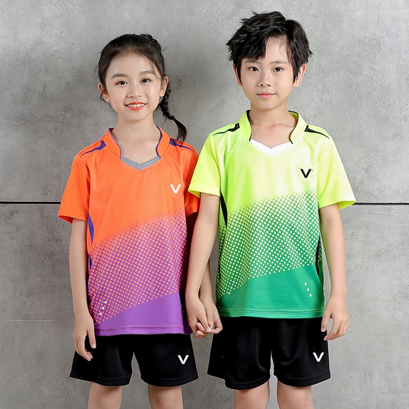 Детская одежда для бадминтона одежда для настольного тенниса для мальчиков и девочек, тренировочная групповая теннисная одежда с коротким рукавом, Студенческая тренировочная одежда 3652