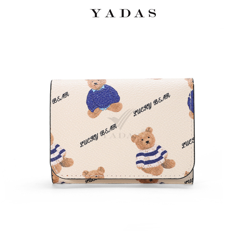 Yadas nueva cartera de las mujeres pu americano retro tríptico pequeño niños corto clip monedero al por mayor