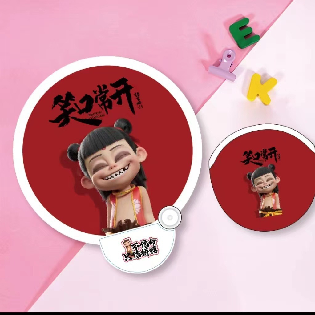 ✅卡通小新自拍反光板折叠扇子学生户外随身方便携带迷你可爱小扇