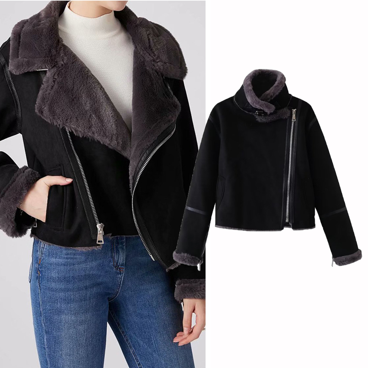 Abbigliamento donna Abbigliamento Corto Coniglio Personalizzato Manica Lunga Giacca Spessa Pelliccia Top M20155_voghion.com