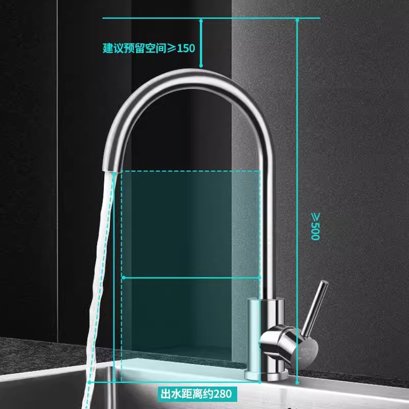 Grifo Giratorio para Fregadero 304 de Acero Inoxidable de Agua Fría y Caliente para Cocina