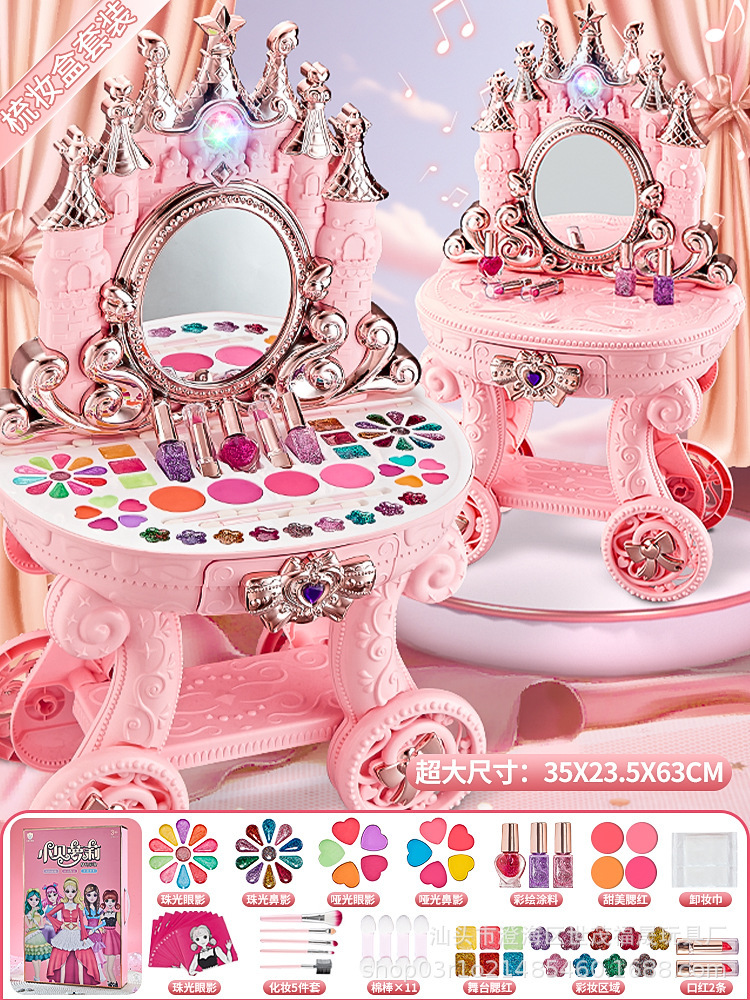 Set de Cosméticos de Juguete para Niñas, Maletín de Maquillaje Realista, Juego de Simulación de Tocador, Regalo para Niñas