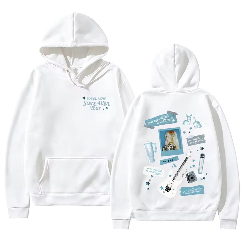 Freya Skye Celebrity Travel-Themed Scrapbook Hoodie for Women, Loose Long-Sleeve Hooded Sweatshirt, Fashionable for Men Freya Skye Celebrity Travel-Themed Scrapbook Hoodie for Women, Loose Long-Sleeve Hooded Sweatshirt, Fashionable for Men