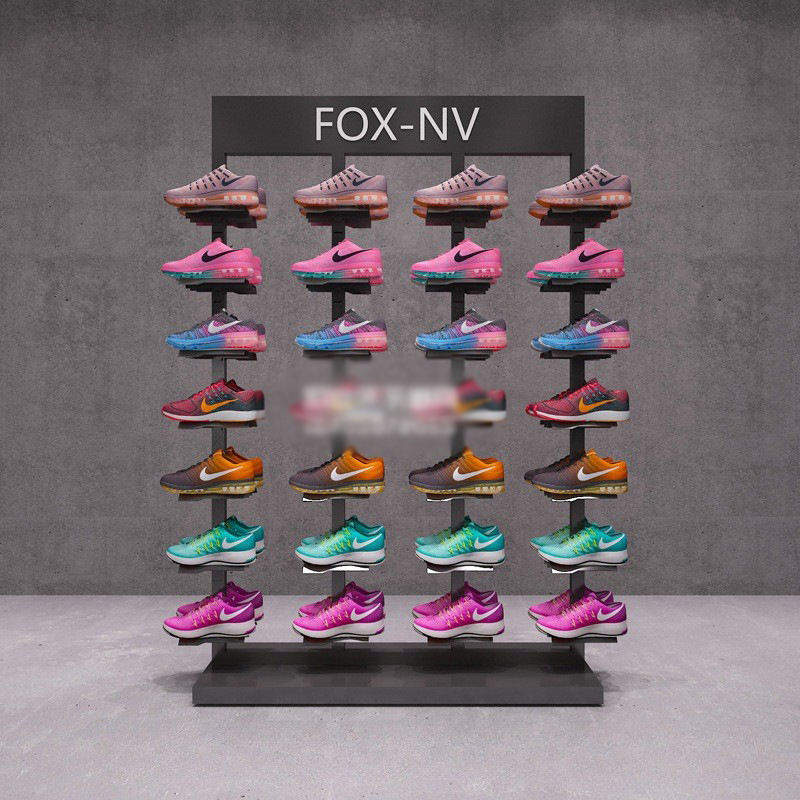 Tienda de ropa estante de exhibición gabinete de exhibición de pared Zapatero tienda de zapatilla de deporte estante centro comercial tienda de zapatos estante de zapatos