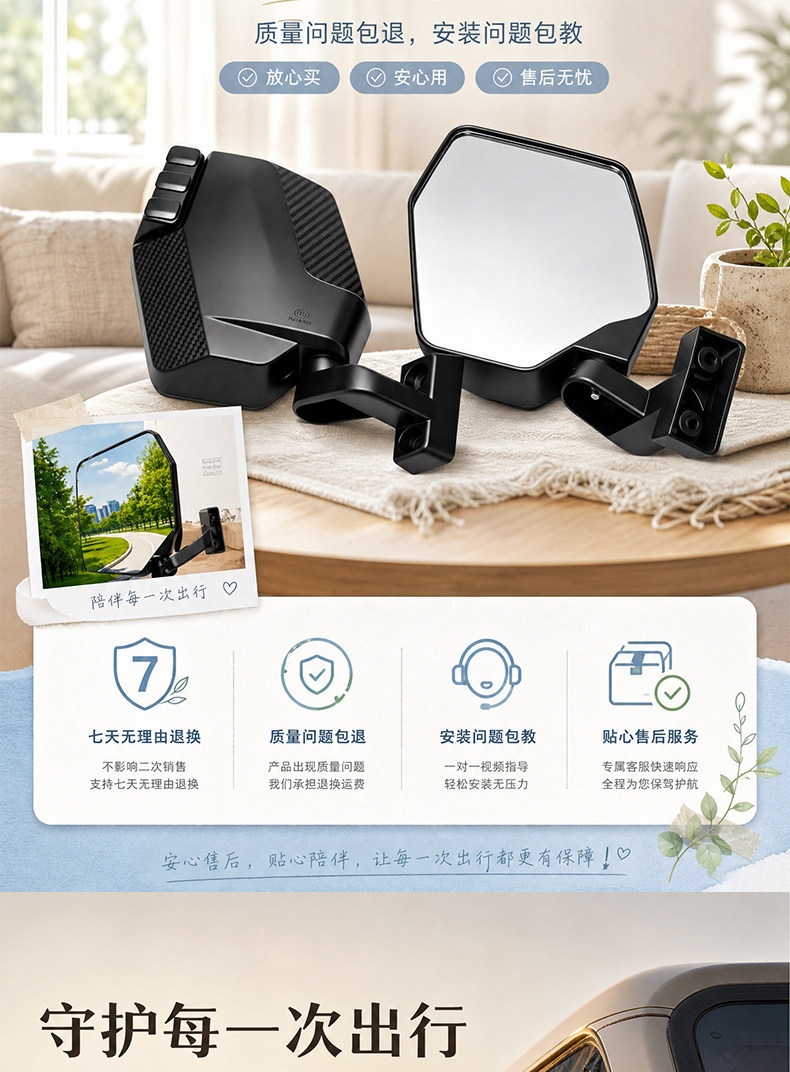 Wide-Angle Electric Tricycle Rearview Mirror Suitable for Zonglong Full-Cab and Half-Cab Vehicles, Convex High-Definition Reversing Mirror