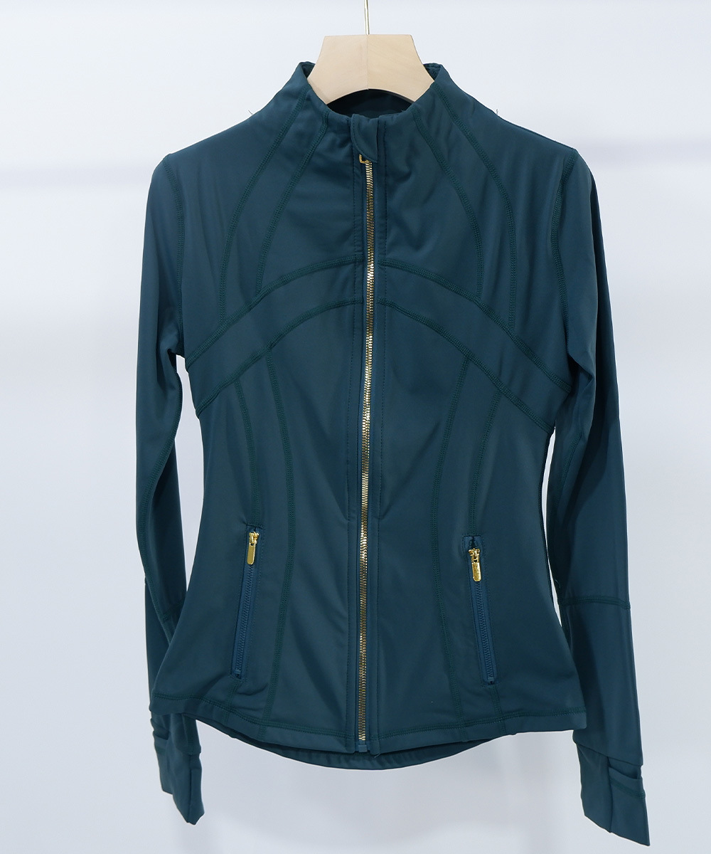 Peacock blue gold zipper jacket