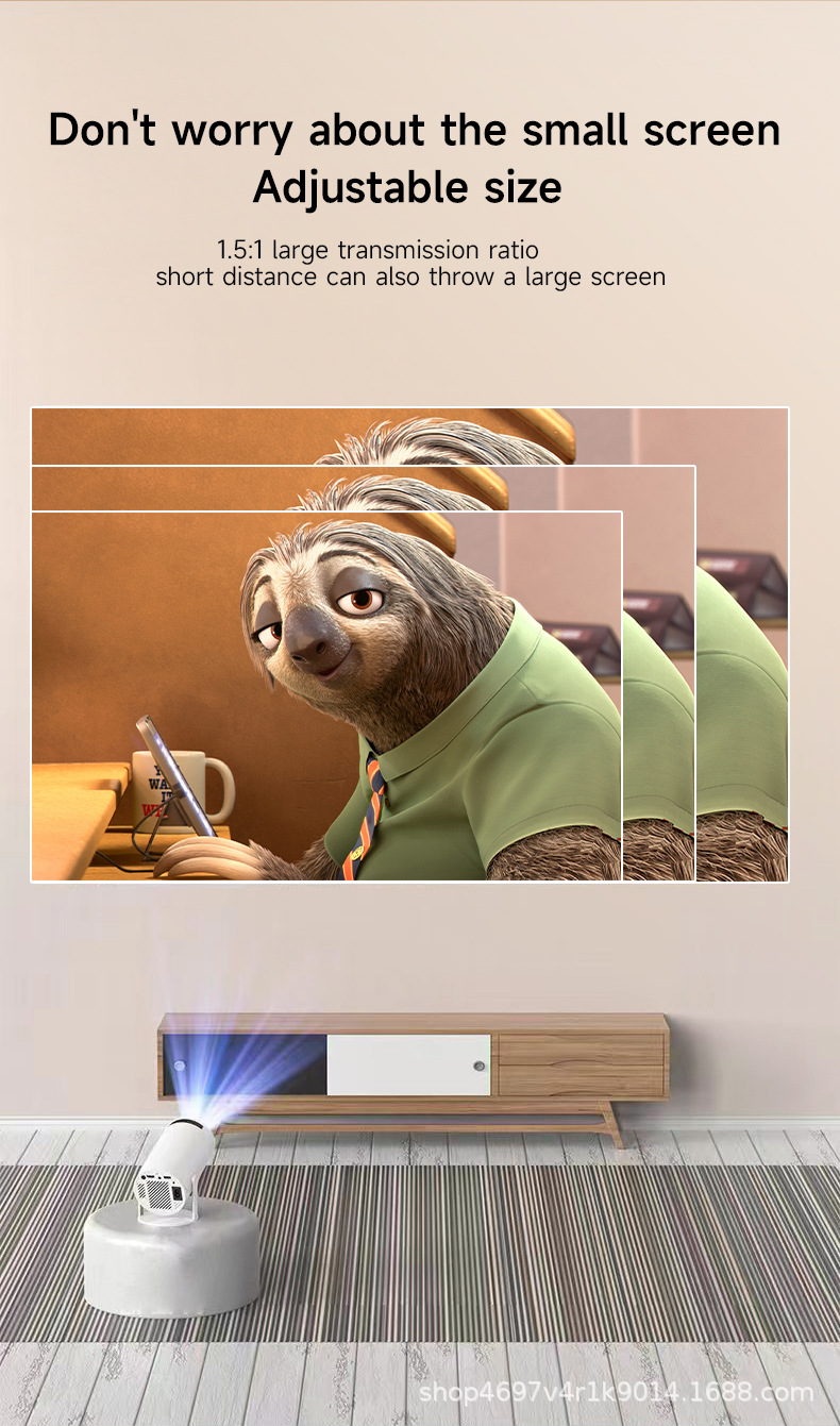 cross-border hot barrel ptz projector android same screen hd portable home fans outdoor mobile phone home theater undefined