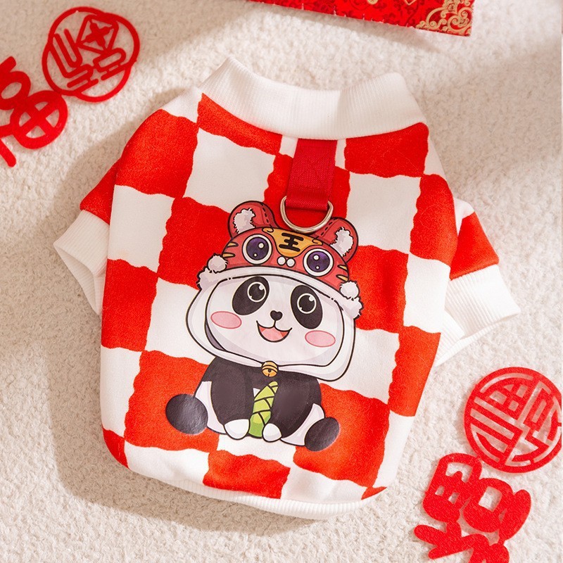 Ropa de Año Nuevo para gatos en invierno engrosado vestido de China mascota gatito gato muñecas de otoño y invierno gato azul camisa de Año Nuevo