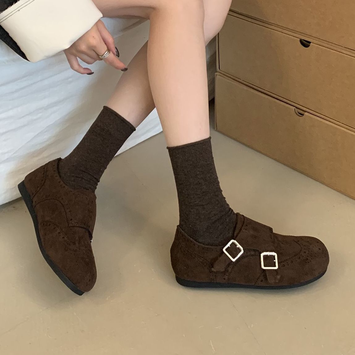 Retro insulated winter universal loafers English style