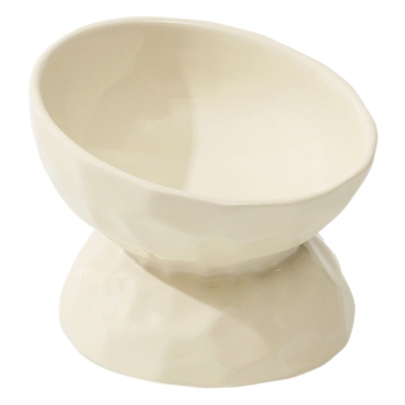 Cerámica de la pierna alta soporte cervical oblicuo tazón gato y perro tazón de comida gato mascota tazón negro bebedero antigolpes