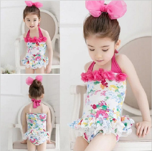New foreign trade girls' swimsuit girls' one-piece swimsuit printed fashionable flower baby infant swimsuit