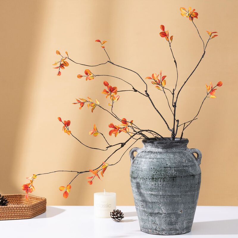 Artificial Red Maple Leaves, Autumn Green Maple Branches, Maple Tree Living Room Decoration Ornaments, Dried Branches, Vase Flower Arrangements, Fake Plants Artificial Red Maple Leaves, Autumn Green Maple Branches, Maple Tree Living Room Decoration Ornaments, Dried Branches, Vase Flower Arrangements, Fake Plants