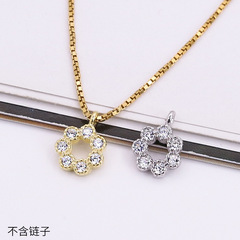 鋯石小花掛件花朵小吊墜S925純銀鍍金DIY手工配件手腳項鍊掛墜