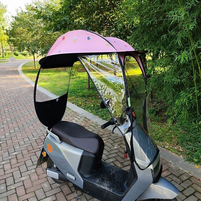 Elektromobil üçün ön şüşə çətiri (günlük): electric scooter sunshade, thickened - half-pack-large-dome-ice-cream-strawberry-car-equipped-with-rearview-mirrors