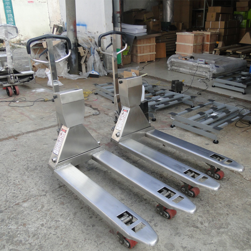 3吨防爆带电子称手动液压叉车3t不锈钢液压叉车电子称防水耐腐蚀