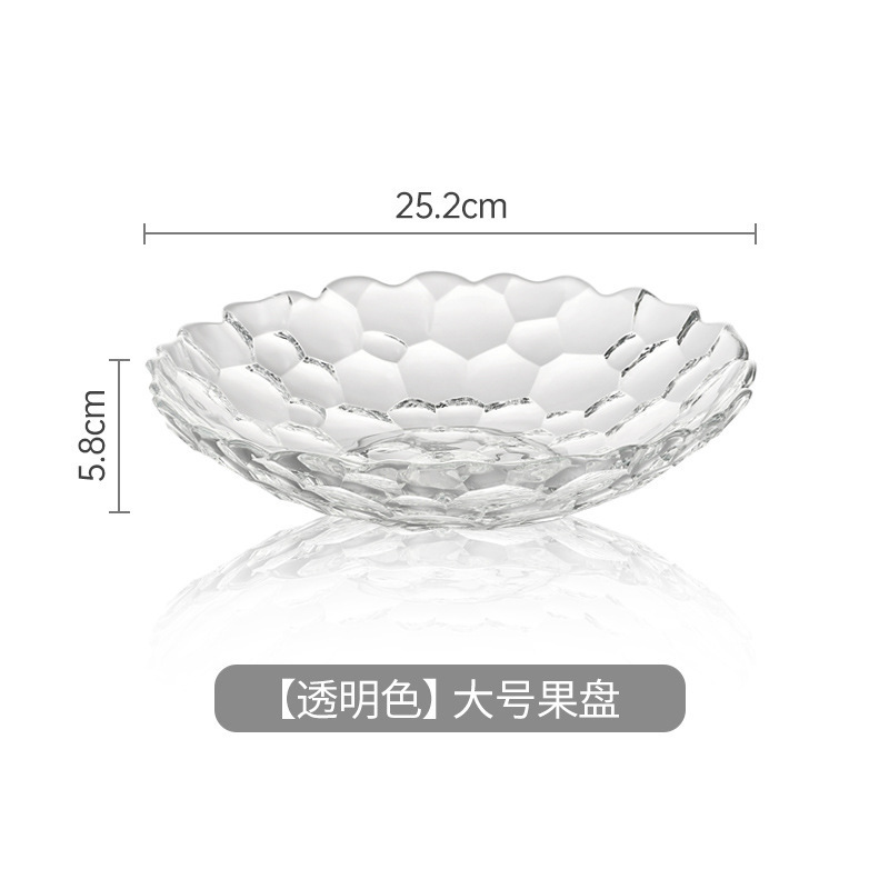 Plato de frutas de lujo ligero plato de frutas de vidrio creativo mesa de té de sala de estar doméstica moderna plato de frutas secas semillas de melón dulces platos de bocadillos