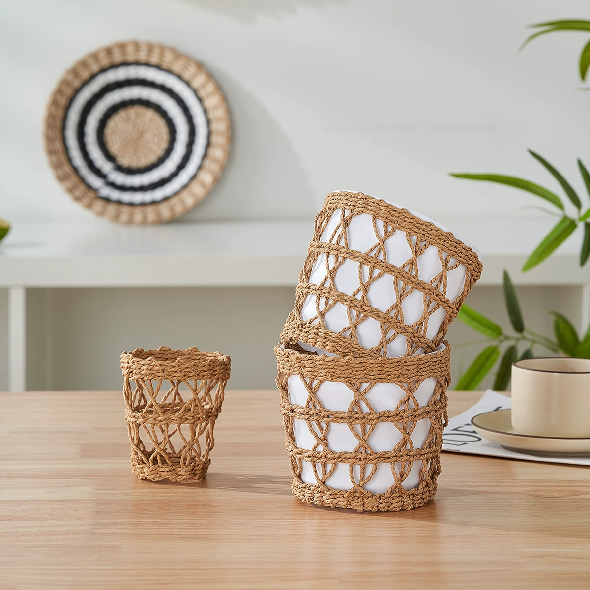 Новый набор цветочных горшков из травы ручной работы