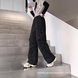 女童裤子夏季薄款痞帅休闲裤2025新款中大儿童冰丝速干直筒工装裤