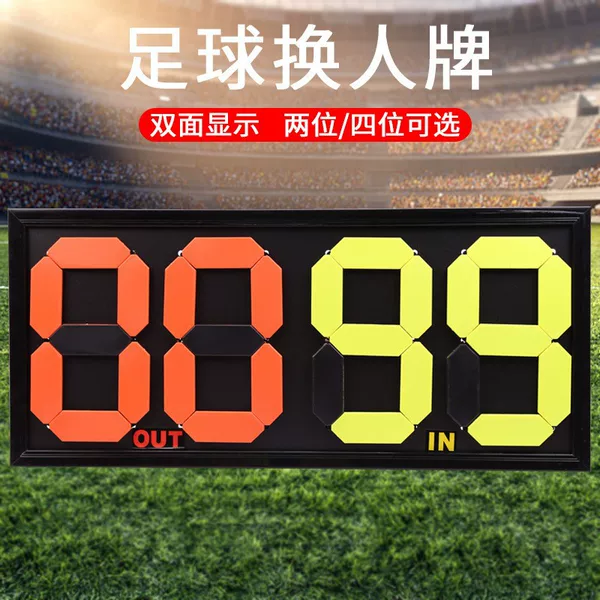 Football Replacement Card Double-sided Manual Four-digit Replacement Card Basketball Game Dual-purpose Scoreboard Number Plate Referee Supplies