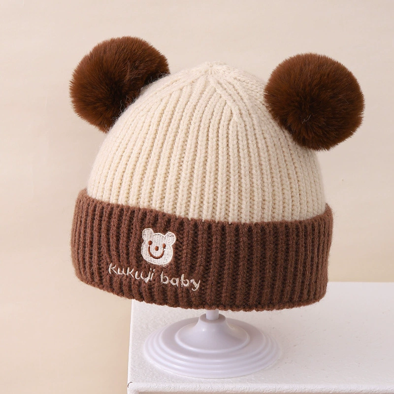 Children's Knit Hat & Scarf Set - Thick Demi-Season Warmth, Bear Patch, Cozy Knit, Color Options