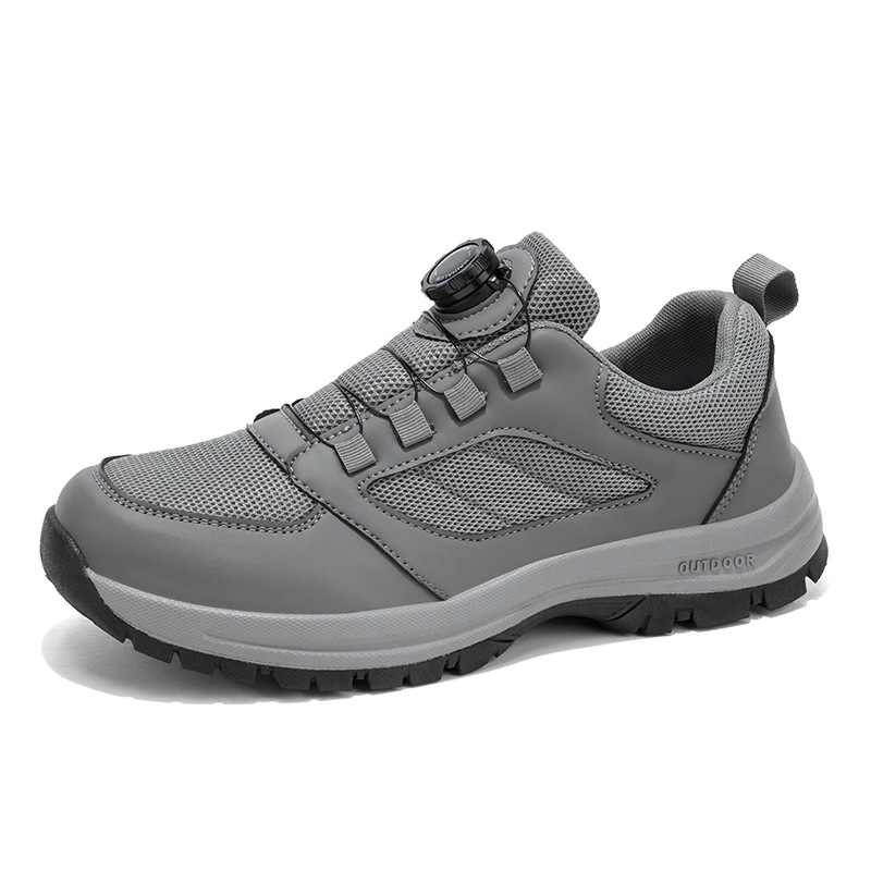Scarponi da trekking tecnologici da uomo - Sistema di allacciatura con pomello girevole, scarpe da esterno robuste e antiscivolo, calzature da trekking per tutti i terreni con puntale rinforzato._voghion.com