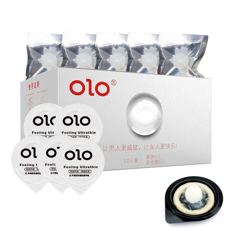 Презервативы (olo) 001 ультратонкие, длительного действия с гиалуроновой кислотой, текстурированные бусины, 3/10-пакета