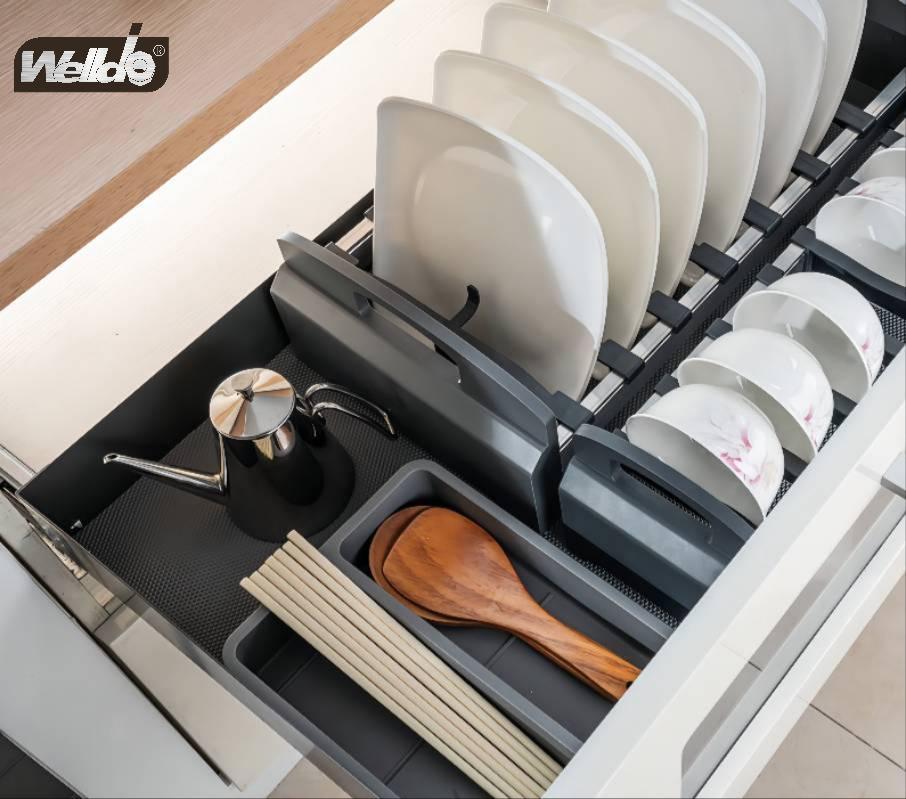 Welldo纬东 厨房地柜炉台拉篮橱柜抽屉式炉台拉篮碗碟拉篮平拉篮