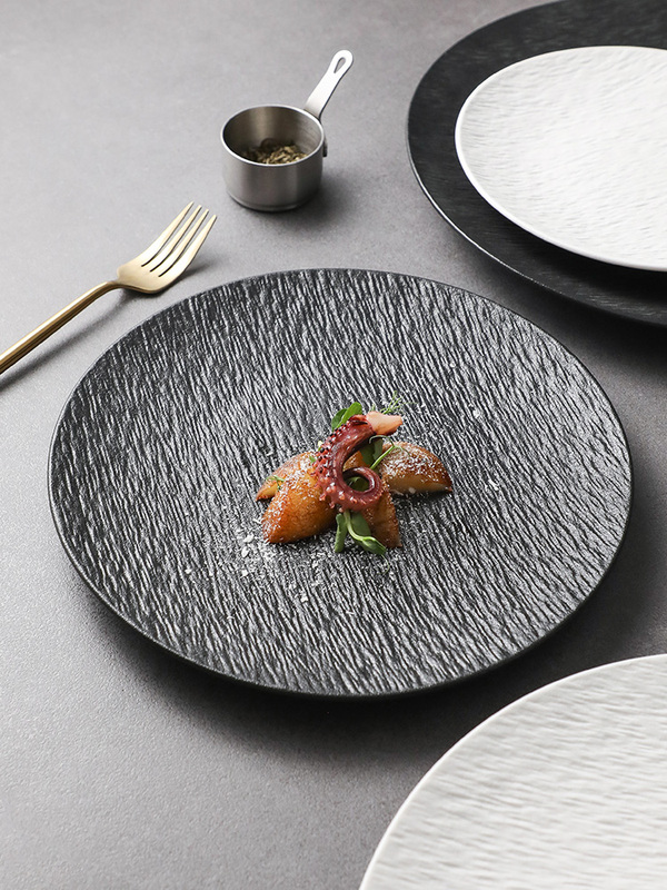 Nordic Style Rock Pattern Ceramic Shallow Plate Western Food Large Steak Plate Pagat Salad Plate Household Tableware Breakfast Disc
