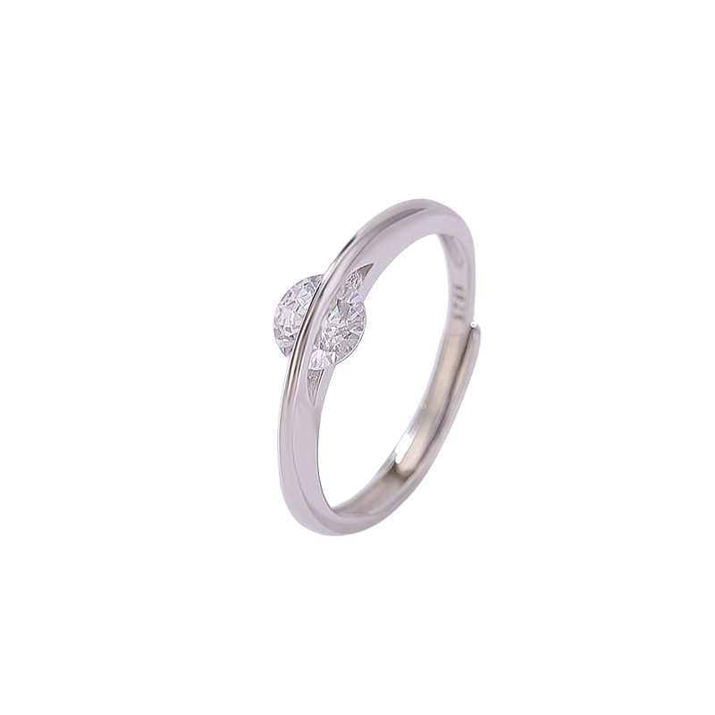 Nhẫn nữ bạc 925 mạ bạc thiết kế nhỏ gọn, đơn giản, có thể điều chỉnh độ mở — Loại bạc
