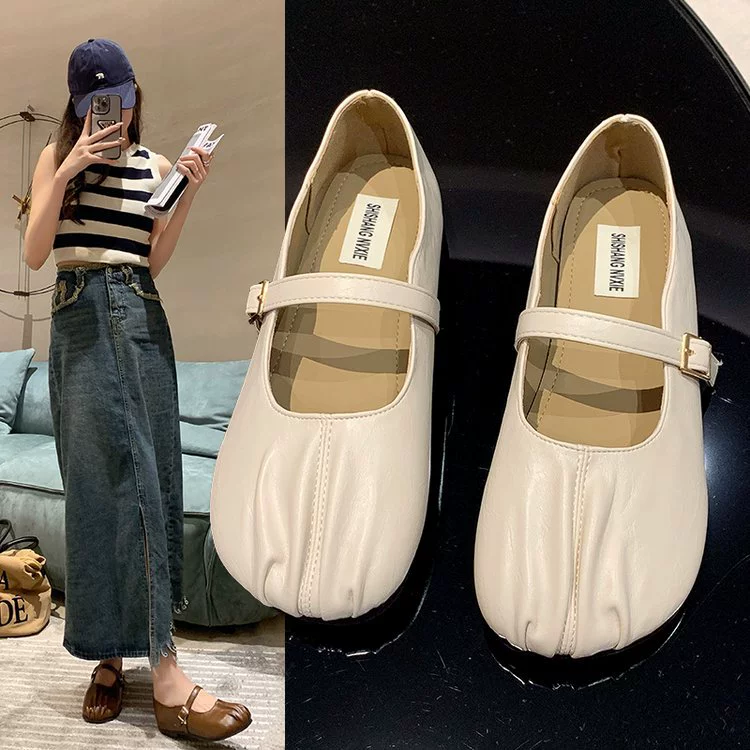 Французские Ретро однослойные туфли Mary Jane для женщин 2023 новое летнее универсальное плоское платье с мягкой подошвой удобные туфли в горох
