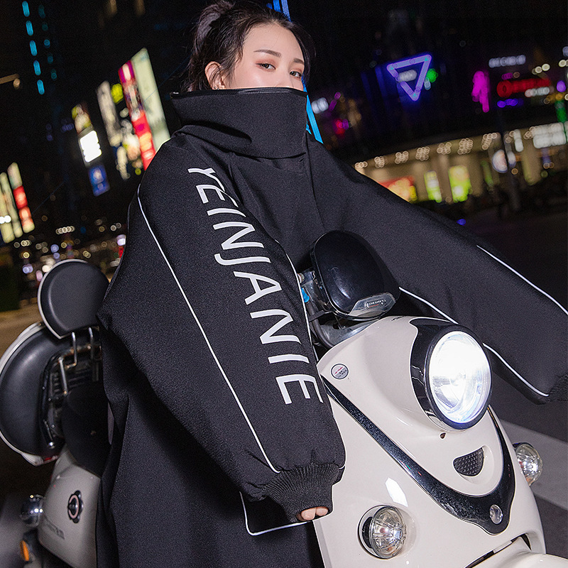 冬季电动车挡风被加绒加厚加大防风防水防寒衣服电瓶车骑行挡风衣|undefined
