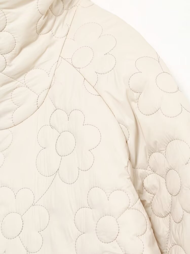 Damenbekleidung Herbst Winter neue blumenbedruckte Baumwolljacke_voghion.com