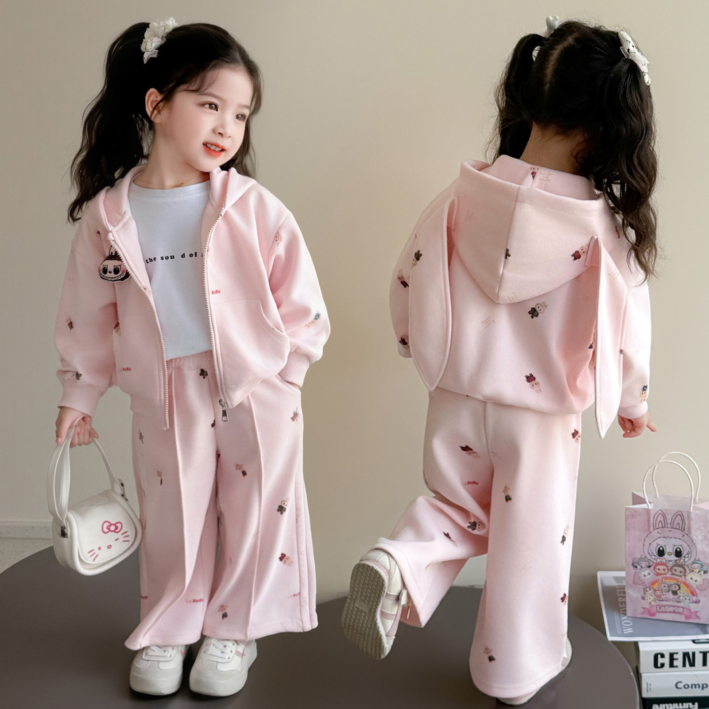 Girls' Cartoon Outfit Spring and Autumn 2025 New Stylish Hooded Sports Cardigan Jacket for Baby Girls