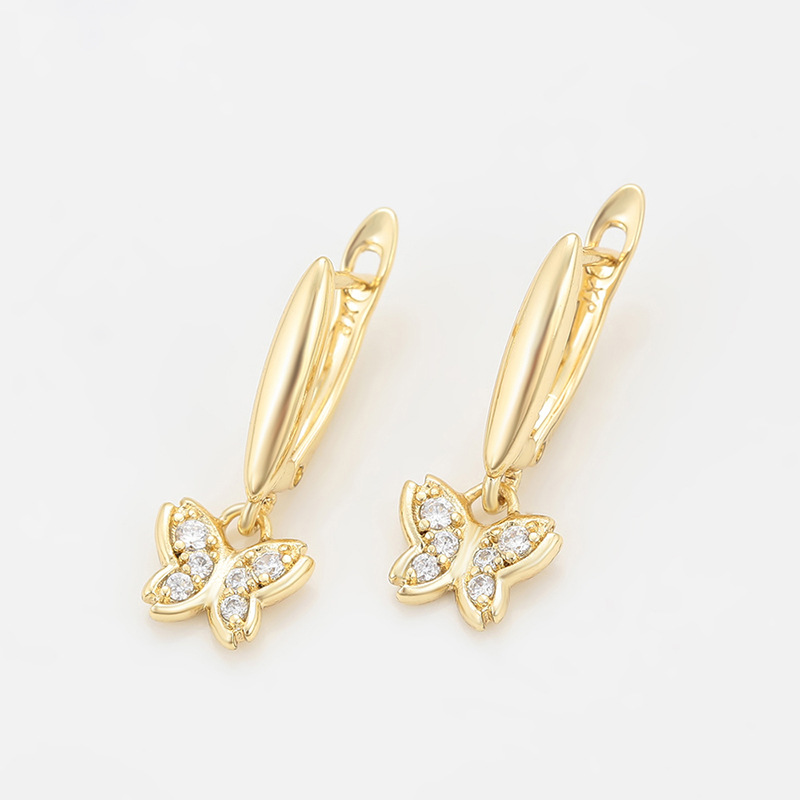 Xuping moda gemas artificiales mariposa lingüilla orejas de aleación de cobre chapado 14k temperamento simple orejas al por mayor mujeres