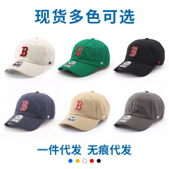 47brand帽子软顶小标B字棒球帽波士顿红袜队鸭舌帽可调节休闲百搭