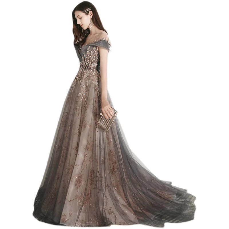 Evening dress, elite nail sequins, new collection, bright catchy style, light luxury style