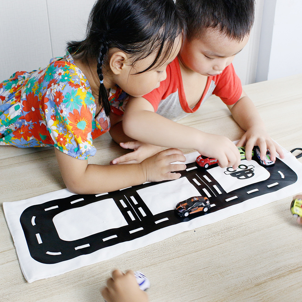 兒童玩具小汽車便捷式收納袋 桌面玩具整理袋 交通軌道遊戲墊