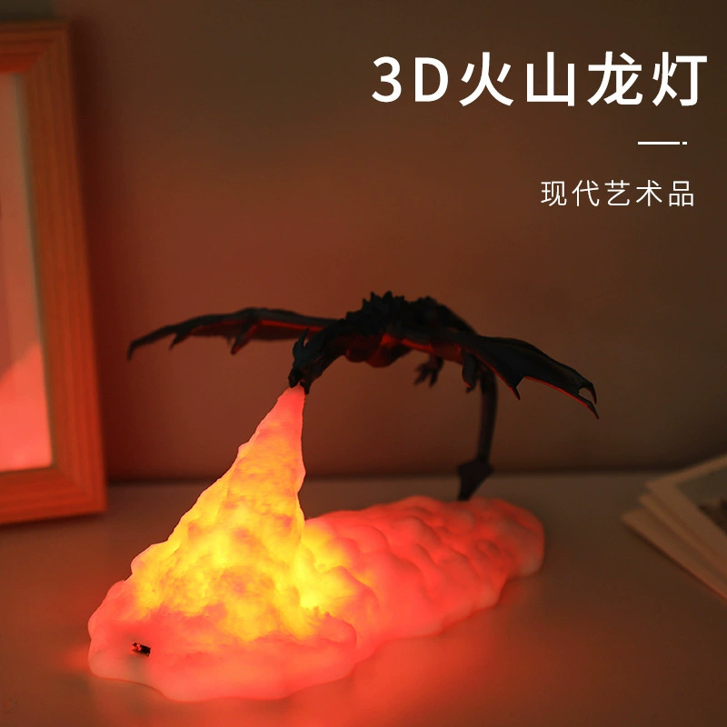3D LED ночник с драконом, печать PLA, перезаряжаемый 1000 мАч, 8–10 ч, USB заряд