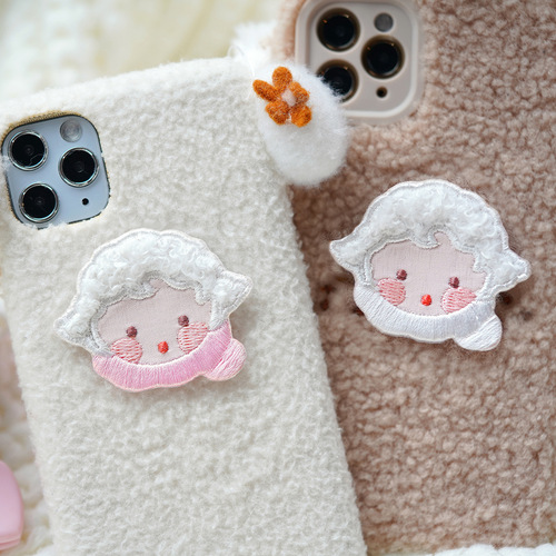 Couple Lamb Bear Three-dimensional Curly Lamb Embroidered Cloth Scarf DIY Mobile Phone Case Clothes Patch Wholesale