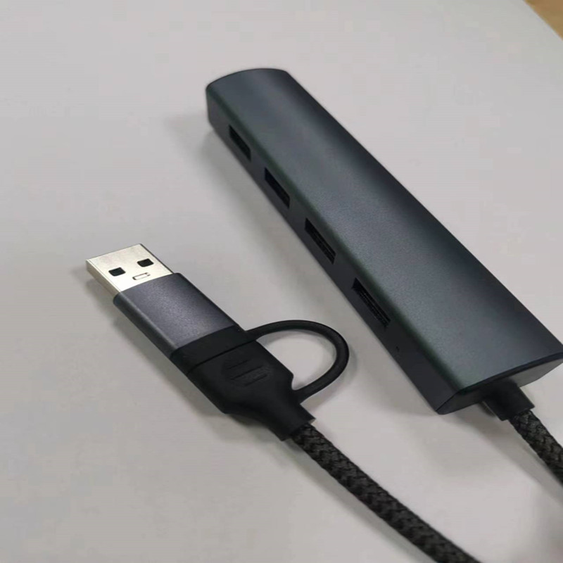 私模新品拓展坞双头TYPEC TO USB转USB3.0集线器一拖四电脑分线器