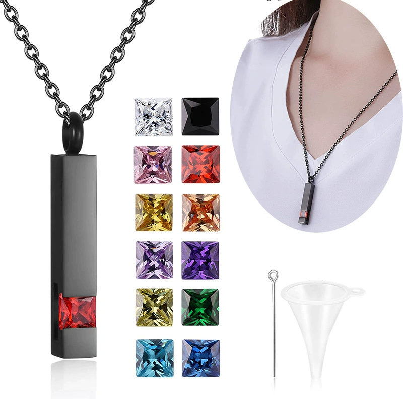 Европейский и американский геометрический титана стали памятные день рождения камень духи ожерелье может быть открыт в память родственников волос пекарное шкатулка кулон