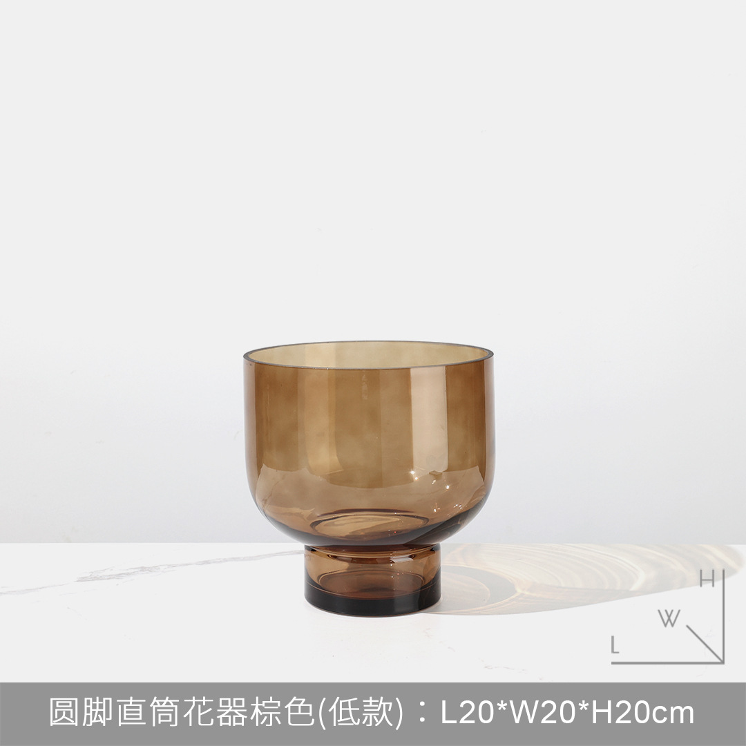 둥근 다리 직선 꽃 다크 브라운 (낮은)